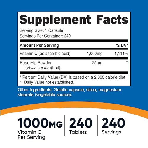 Nutricost Vitamin C with Rose HIPS 1025mg