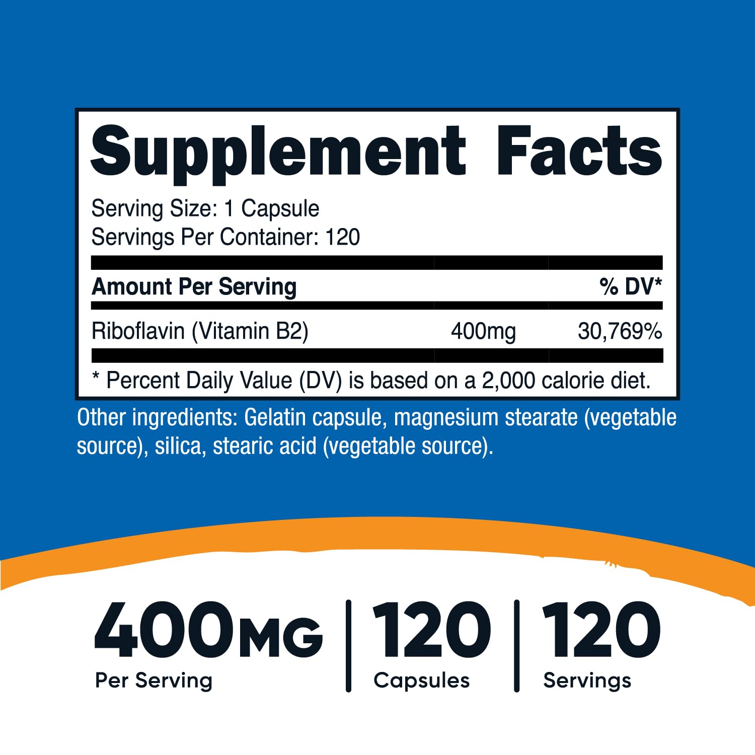 Nutricost Vitamin B2 (Riboflavin) 400mg
