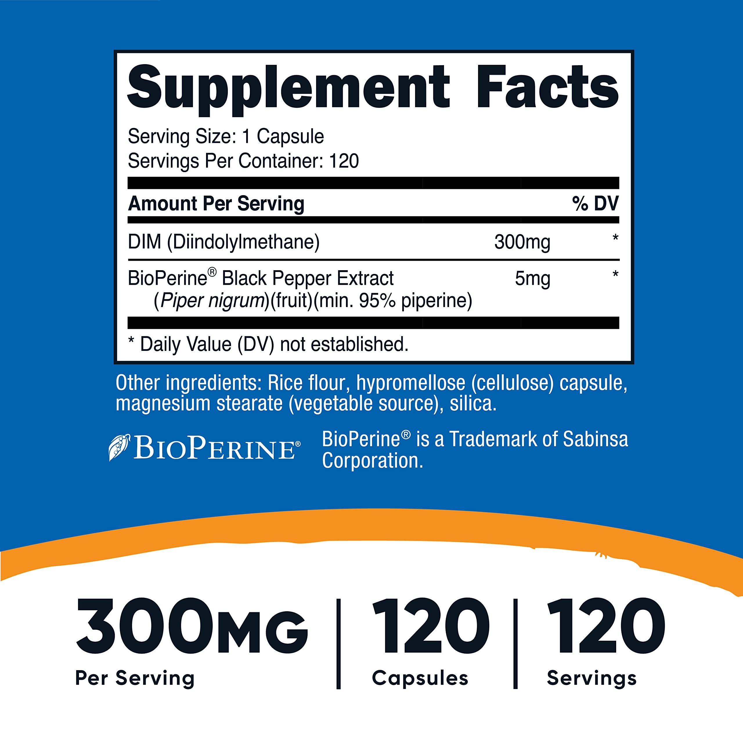 Nutricost DIM (Diindolylmethane) Plus BioPerine 300mg